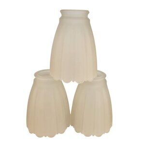 Vintage Frosted Glass Light Shade 4.5 Inch, Scalloped Chandelier Bulb Cover, Ret